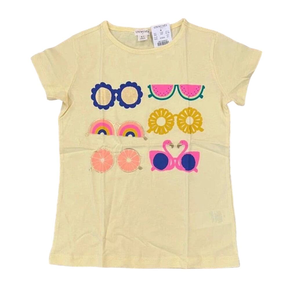 NWT J. Crew Girls' Yellow W/Fun Colorful Sunglasses Cotton Tee